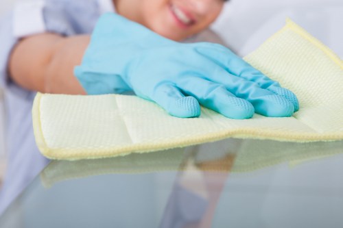 Trained carpet cleaner using safe techniques and protective equipment