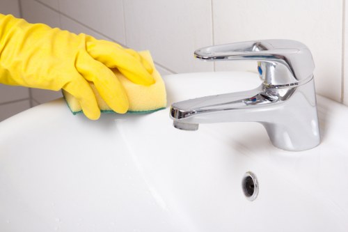 Cleaning team preparing equipment for service